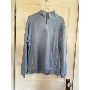 Tommy Bahama Men's Size Medium 1/4‎ Zip Pullover Sweater Sky Blue
